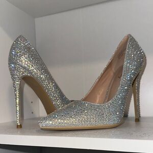 Elegant Silver Glitter Stilettos